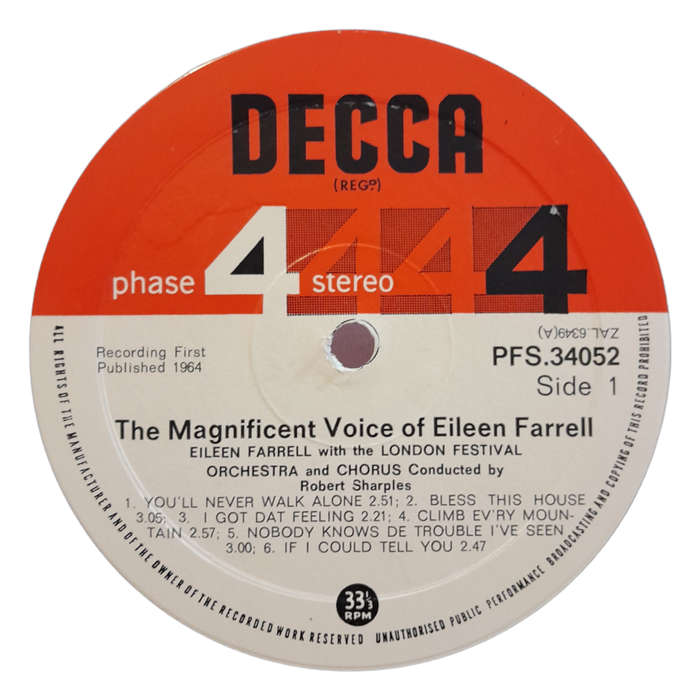 1965 Eileen Farrell - The Magnificent Voice Of Eileen Farrell - Vinyl, 7`, 33 RPM - Jazz - Very Good