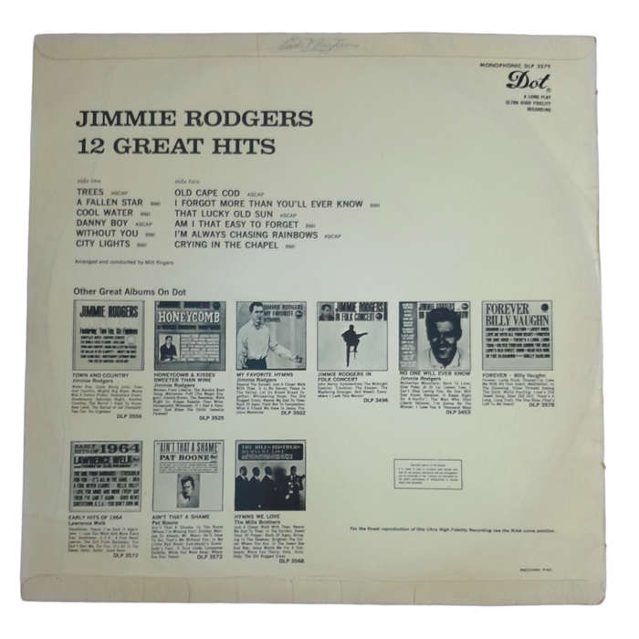 1964 Jimmie Rodgers - 12 Great Hits - Vinyl, 7`, 33 RPM - Pop, Folk, World & Country - Very Good Plu