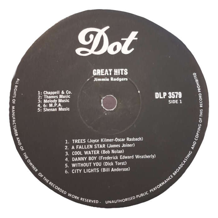 1964 Jimmie Rodgers - 12 Great Hits - Vinyl, 7`, 33 RPM - Pop, Folk, World & Country - Very Good Plu