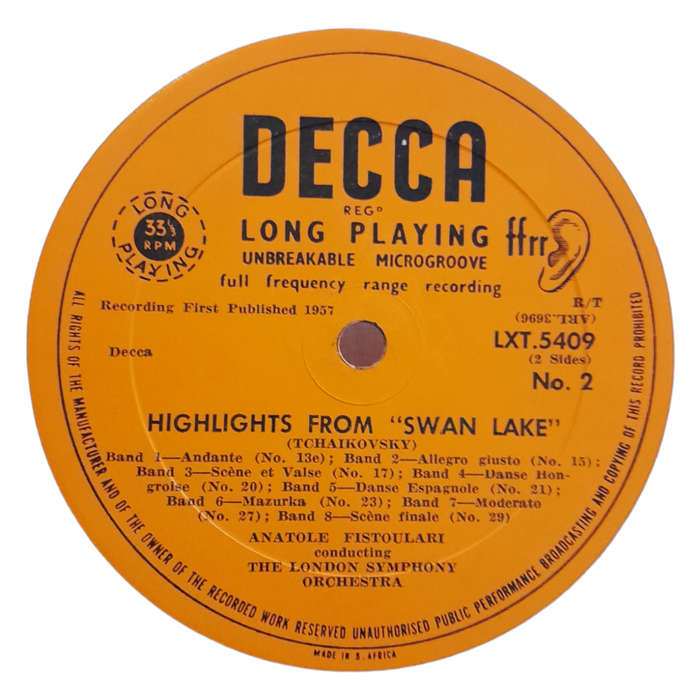 1959 Tchaikovsky-Anatole Fistoulari, The London Symphony Orchestra - Highlights From Swan Lake - Vin