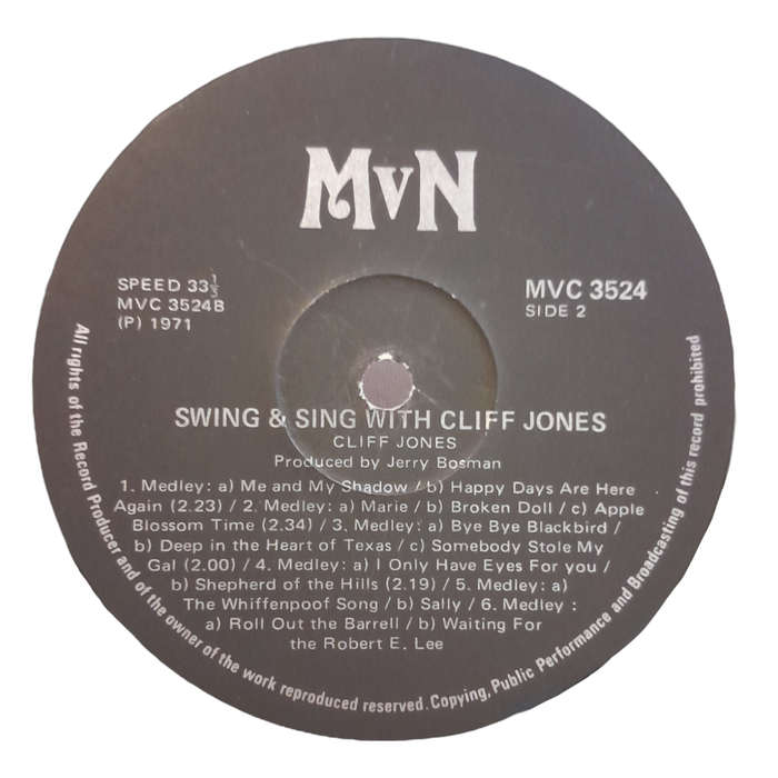 1971 Cliff Jones - Swing And Sing With Cliff Jones - Vinyl, 7`, 33 RPM - Jazz - Very Good - With Cov