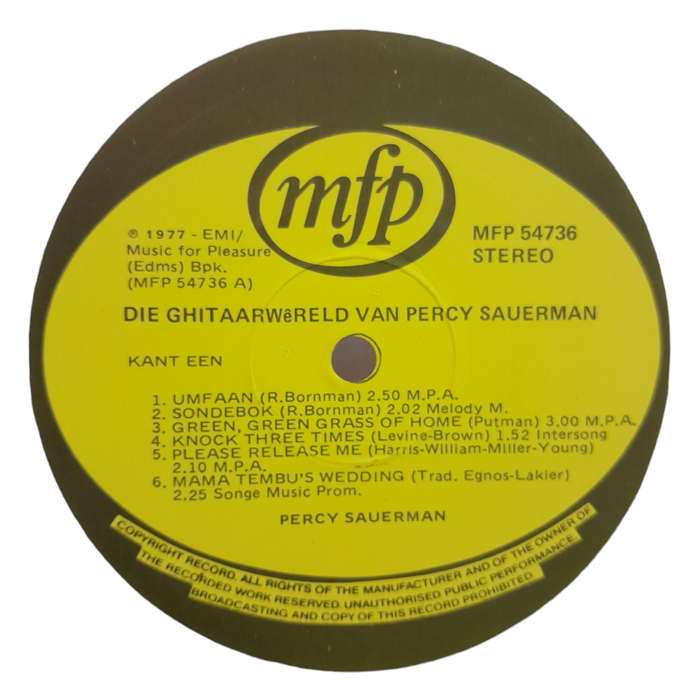 2000 Percy Sauerman - Die Kitaar Wereld Van Percy Sauerman - Vinyl, 7`, 33 RPM - Classical - Very Go