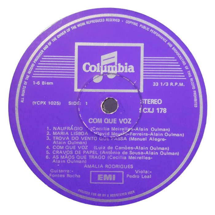 1970 Amalia - Com Que Voz - Vinyl, 7`, 33 RPM - Folk, World & Country - Good - With Cover