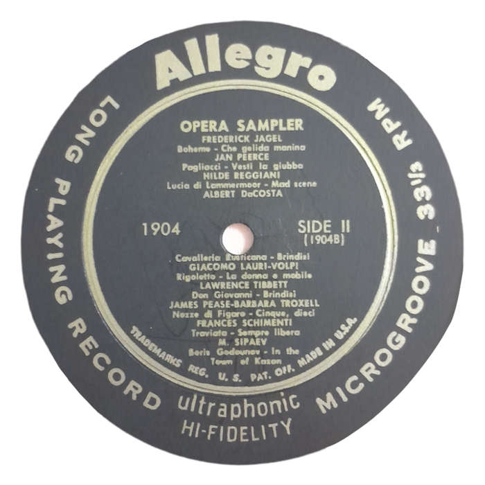 1958 Various- Opera Sampling - Vinyl, 7`, 33 RPM - Classical - Very Good - With Cover