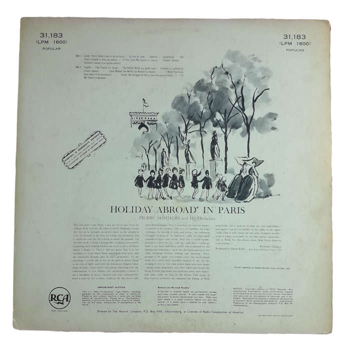 1958 Pierre Sommers And His Orchestra - Holdiay Abroad In Paris - Vinyl, 7`, 33 RPM - Pop - Good - W