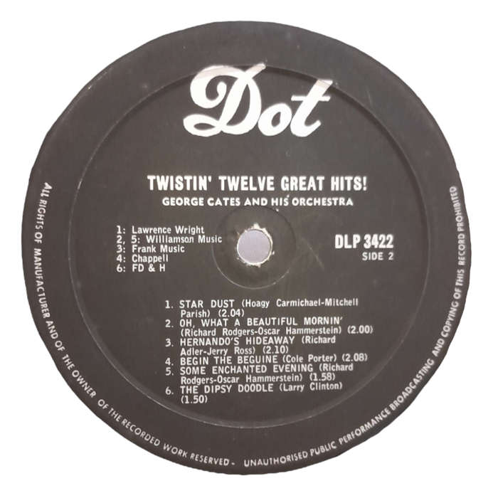 1962 George Cates And His Orchestra - Twistin` Twelve Great Hits! - Vinyl, 7`, 33 RPM - Jazz - Very