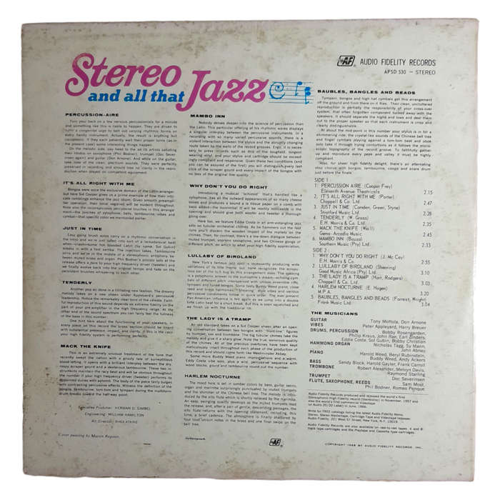 1968 Various - Stereo And All That Jazz - Vinyl, 7`, 33 RPM - Jazz - Very Good - With Cover