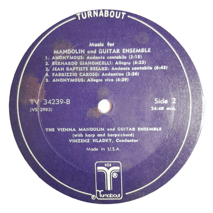 1968 The Vienna Mandolin And Guitar Ensemble, Vinzenz Hladky  Music For Mandolin And Guitar Ensembl