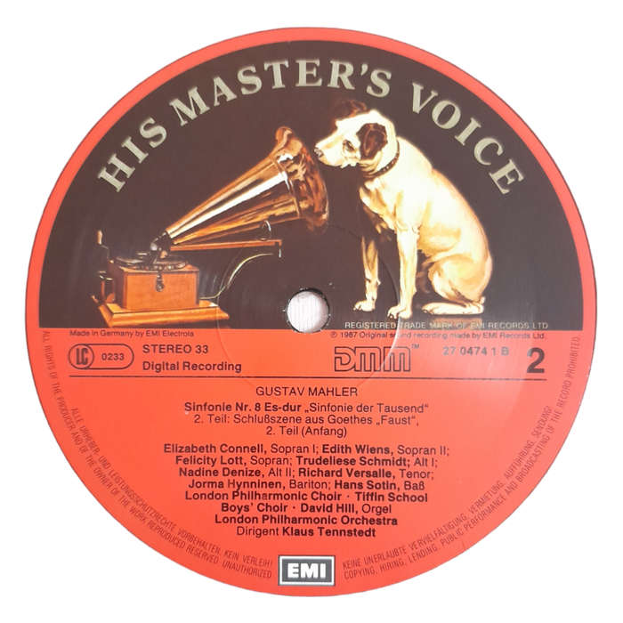 1987 Gustav Mahler 1860-1911 Sinfonie Nr. 8 Es-Dur / Symphony No. 8 In E Flat - Vinyl, 7`, 33 RPM -