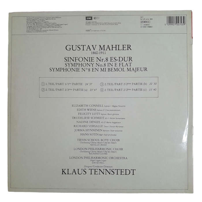 1987 Gustav Mahler 1860-1911 Sinfonie Nr. 8 Es-Dur / Symphony No. 8 In E Flat - Vinyl, 7`, 33 RPM -