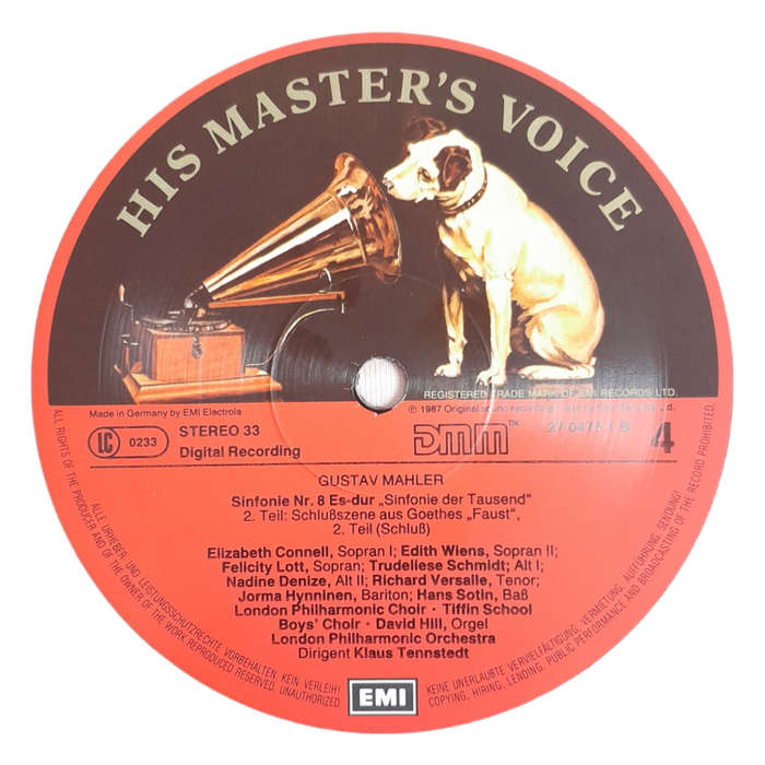 1987 Gustav Mahler 1860-1911 Sinfonie Nr. 8 Es-Dur / Symphony No. 8 In E Flat - Vinyl, 7`, 33 RPM -