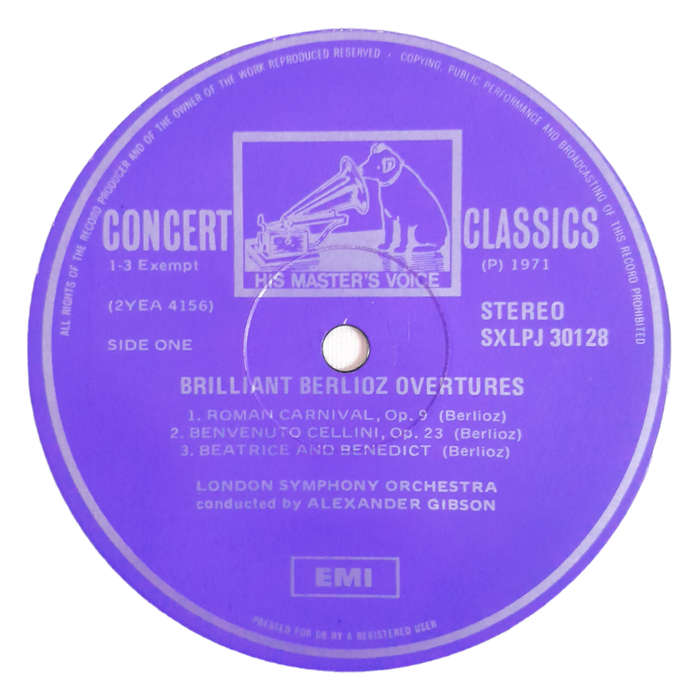 1971 Berlioz / Alexander Gibson / London Symphony Orchestra  Berlioz Overtures / Roman Carnival · T