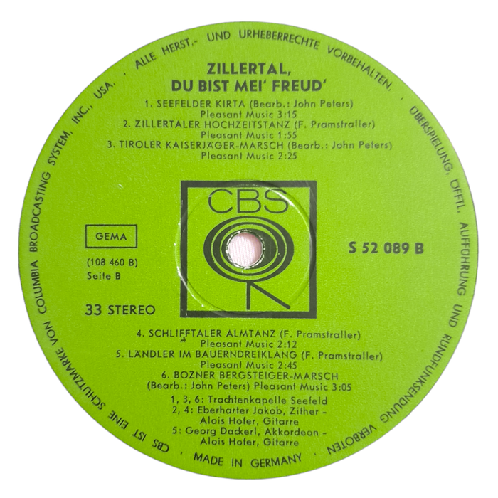 1961 Various - Zillertal, Du Bist Mei` Freud` - Vinyl, 7`, 33 RPM - International & World - very Goo