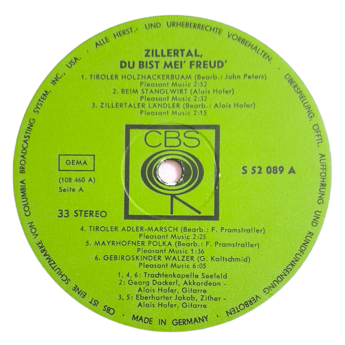 1961 Various - Zillertal, Du Bist Mei` Freud` - Vinyl, 7`, 33 RPM - International & World - very Goo