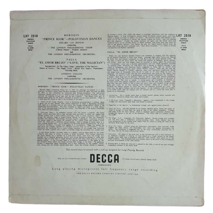 1950 Borodin - Eduard Van Beinum / Falla Conducting Anthony Collins / The London Philharmonic Choir