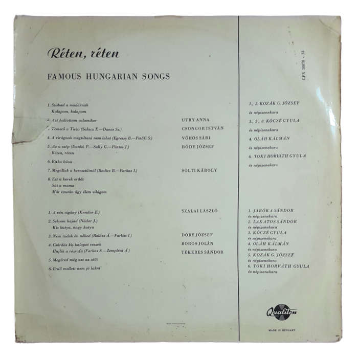 1961 Various  Réten,Réten - Vinyl,7`, 33 RPM - Folk - Very Good Plus - With Cover