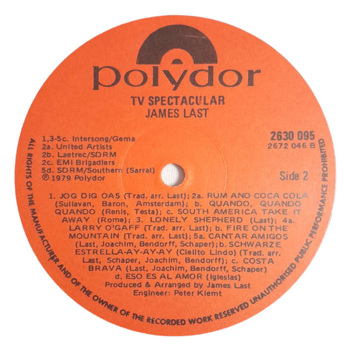 1979 James Last  TV Spectacular - Vinyl, 12`, 33 RPM - Jazz - Very Good Plus - With Cover