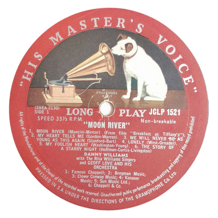 1961 Danny Williams  Moon River And Other Titles - Vinyl, 12`, 33 RPM - Pop - Very Good Plus - With