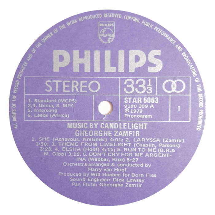 1979 Gheorghe Zamfir Orchestra Conducted By Harry van Hoof  Music By Candlelight - Vinyl, 12`, 33 R