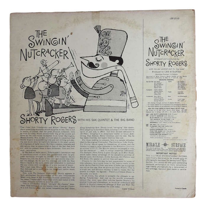 1960 Shorty Rogers  The Swingin` Nutcracker - Vinyl, 12`, 33 RPM - Jazz - Very Good - With Damaged
