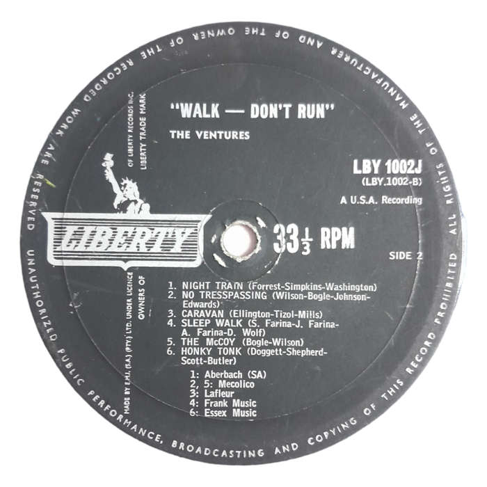 1960 The Ventures  Walk Don`t Run - Vinyl, 12`, 33 RPM - Rock - Good - With Damaged Cover