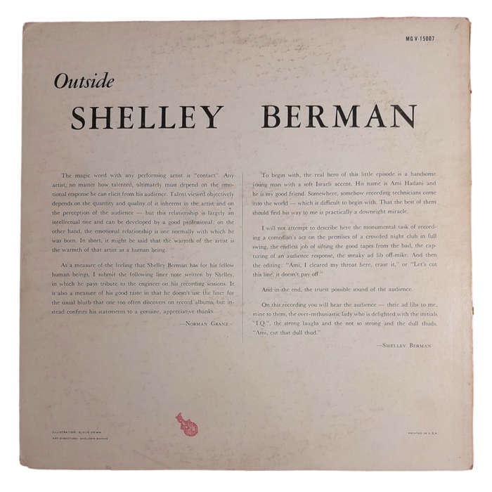 1959 Shelley Berman  Outside Shelley Berman - Vinyl, 12`, 33 RPM - Other - Very Good Plus - With Co