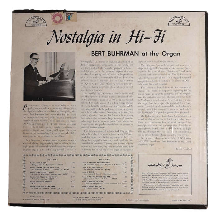 1957 Bert Buhrman  Nostalgia In Hi-Fi - Vinyl, 12`, 33 RPM - Pop - Very Good - With Cover
