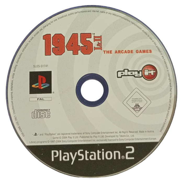 1945 I & II - the Arcade Games Play Station 2  - CD Only generic Case