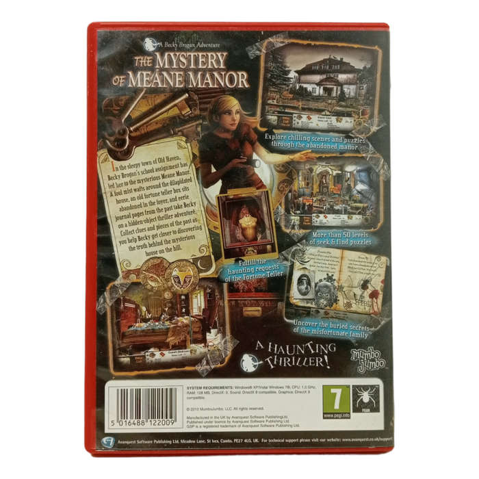 The Mystery of Meane Manor, Hidden Object Game PC (CD)