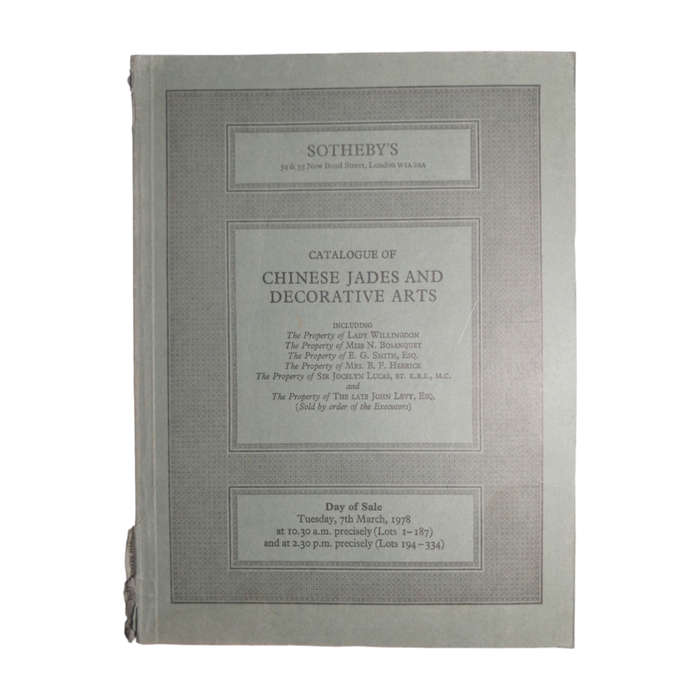 1978 Sotheby`s Catalogue Of Chinese Jades And Decorative Arts Auction Catalog Softcover