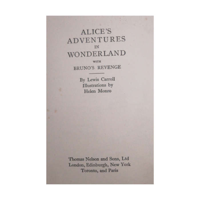 Alice`s Adventures In Wonderland With Bruno`s Revenge by Lewis Carroll Hardcover w/o Dustjacket