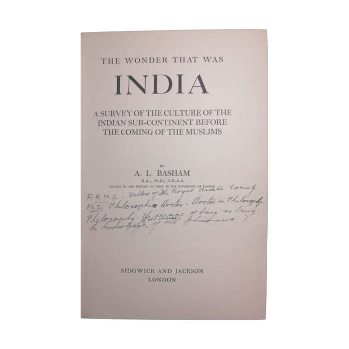 1954 The Wonder That Was India by A. L. Basham Hardcover w/o Dustjacket