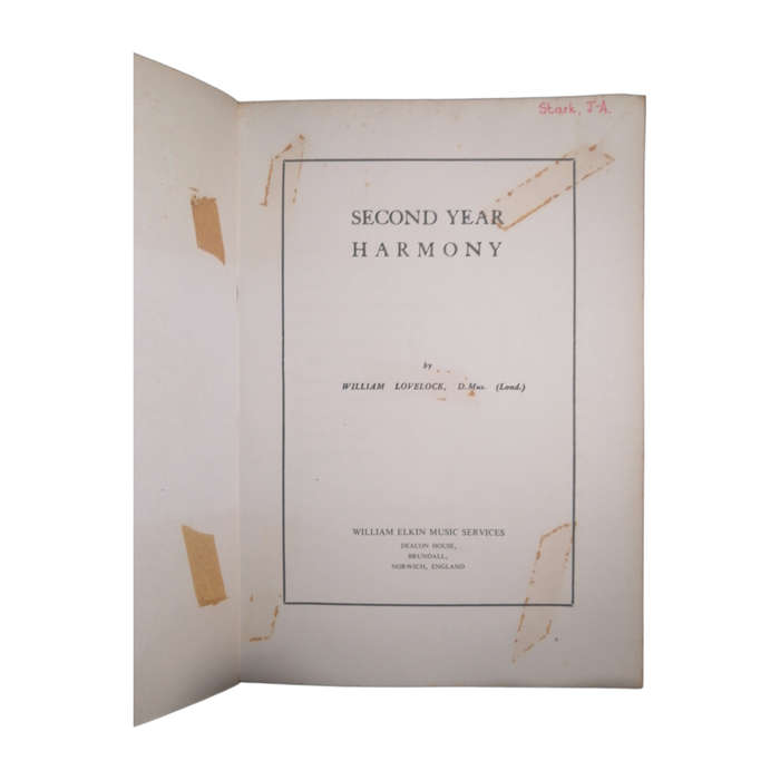 Second Year Harmony by William Lovelock Softcover