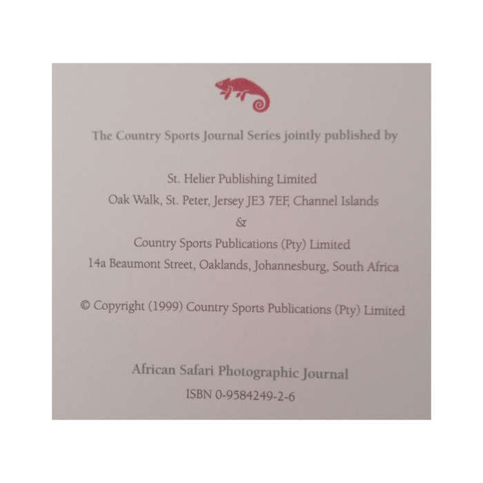 1999 African Safari- Photographic Journal Millennium Edition Hardcover w/o Dustjacket