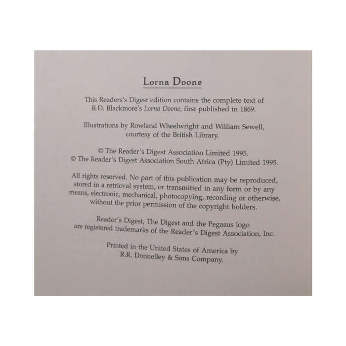 Lorna Doone by R. D. Blackmore 1995 Hardcover wo /Dustjacket