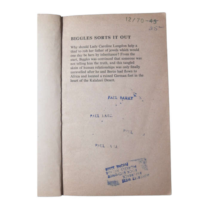 Biggles Sorts It Out by Captain W. E. Johns 1970 Softcover
