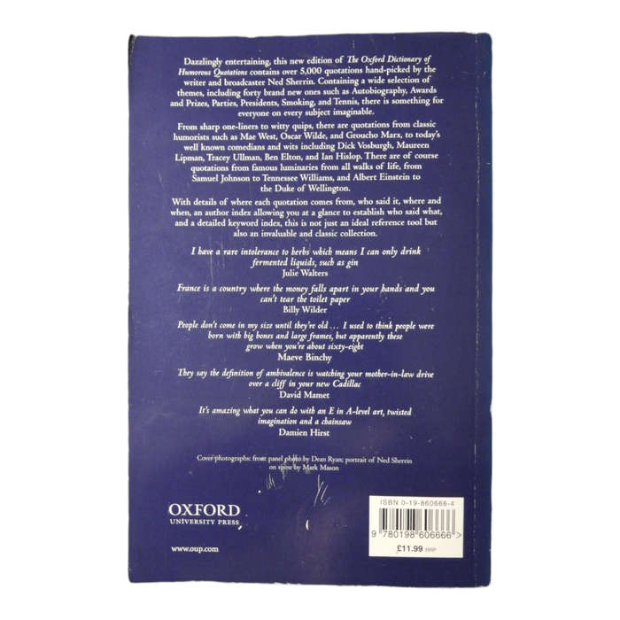 The Oxford Dictionary Of Humorous Quotations by Ned Sherrin 2002 Softcover