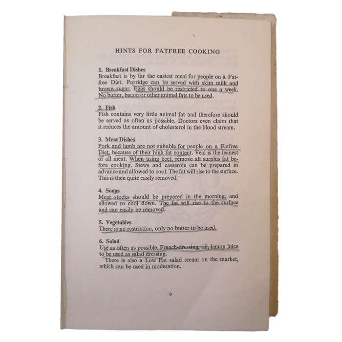 Fat Free Cooking For The Gourmet by Lydia Wierzbicka 1968 Hardcover w/Dustjacket