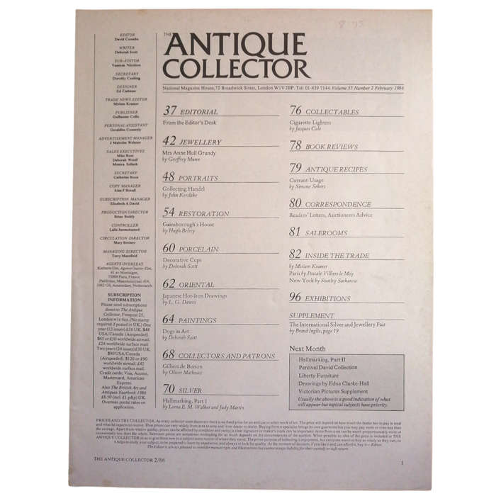 The Antique Collector Volume 57 Number 2 February 1986 Softcover