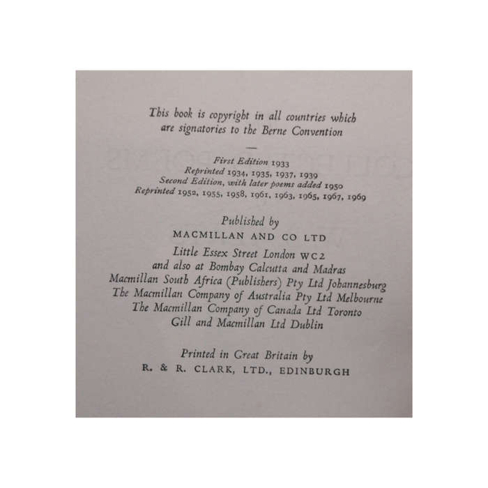 1969 Collected Poems Of W. B. Yeats Hardcover w/ Dustjacket