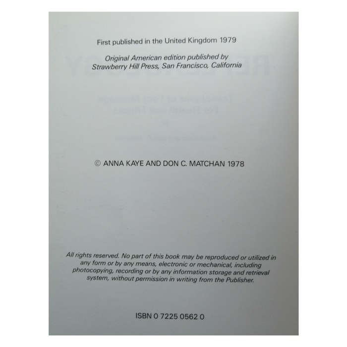 Reflexology- Techniques Of Foot Massage For Health And Fitness by Anna Kaye and Don C. Matchan 1979