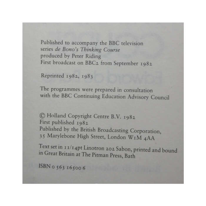 De Bono`s Thinking Course by Edward De Bono 1983 Softcover