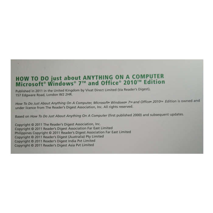 Reader`s Digest How To Do Just About Anything On A Computer 2011 Softcover