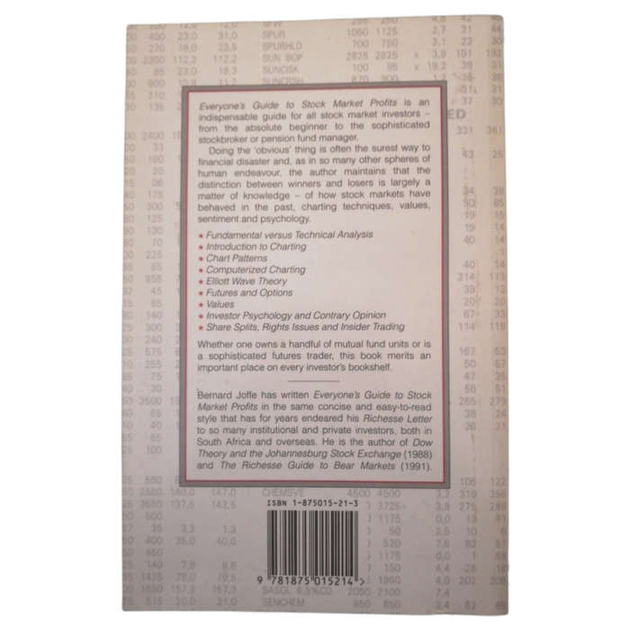 Everyone`s Guide To Stock Market Profits In South Africa by Bernard Joffe 1996 Softcover
