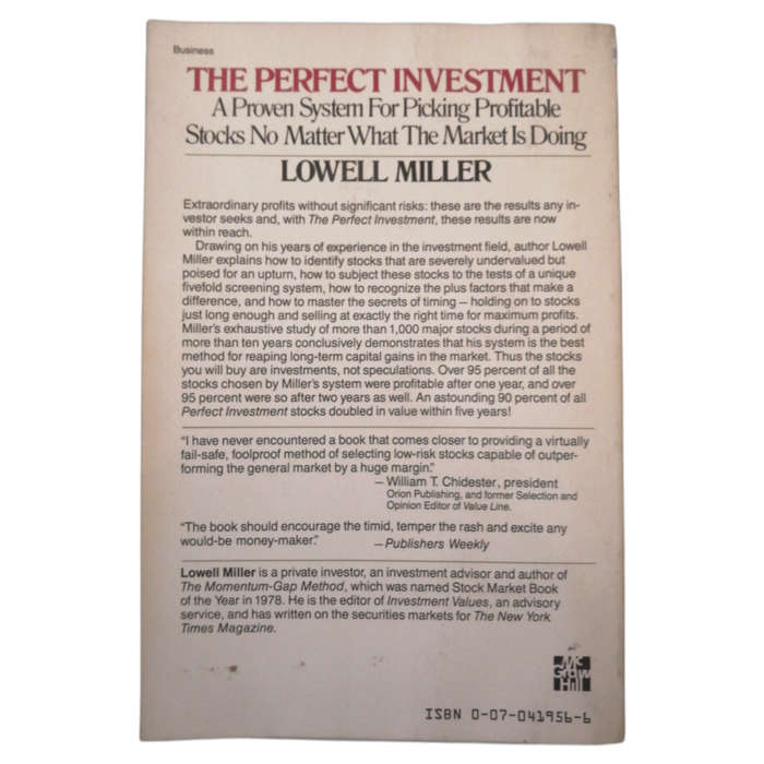 The Perfect Investment by Lowell Miller 1985 Softcover