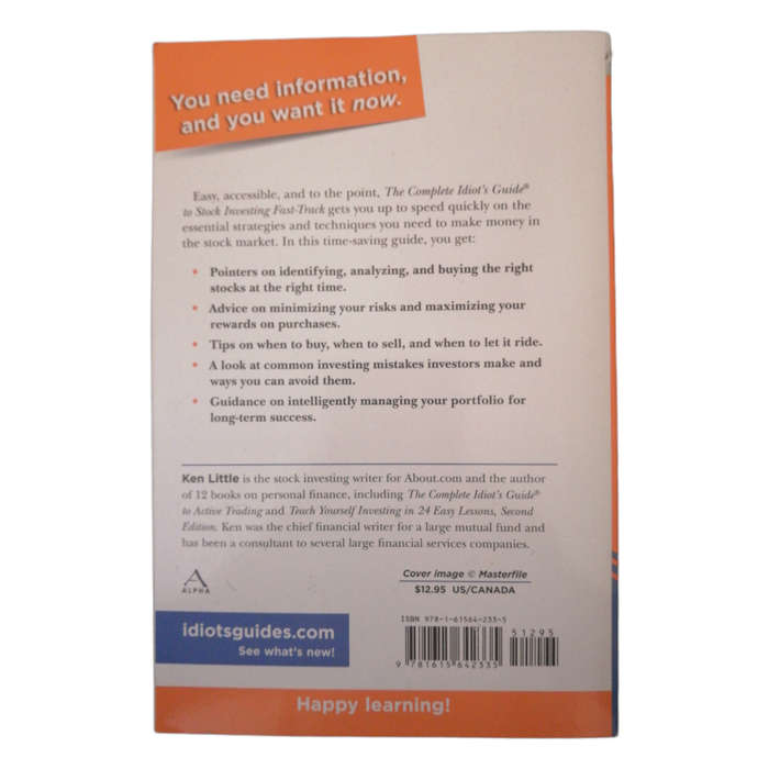 The Complete Idiot`s Guide To Stock Investing by Ken Little 2012 Softcover