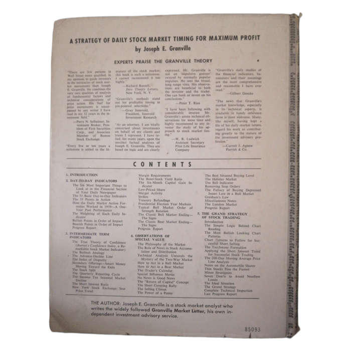 A Strategy Of Daily Stock Market Timing For Maximum Profit by Joseph E. Granville 1968 Hardcover w/D