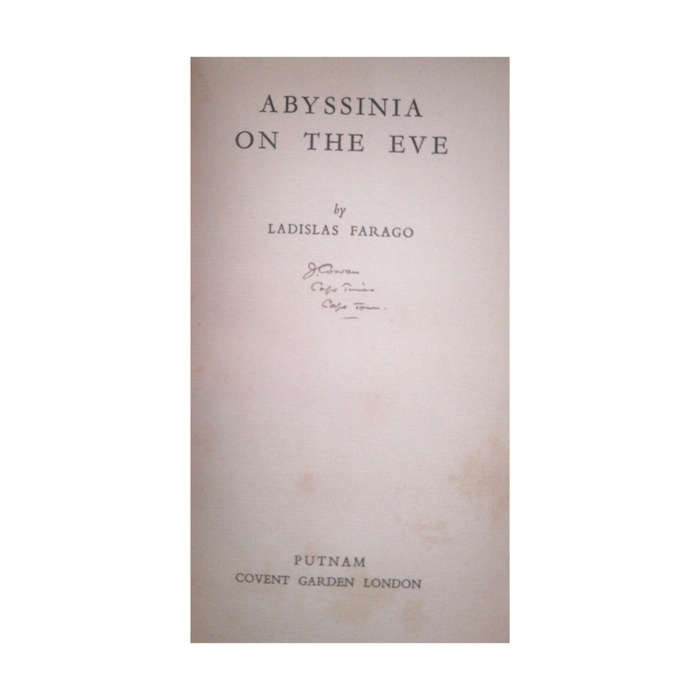 1935 Abyssinia On The Eve by Ladislas Farago Hardcover w/o Dustjacket