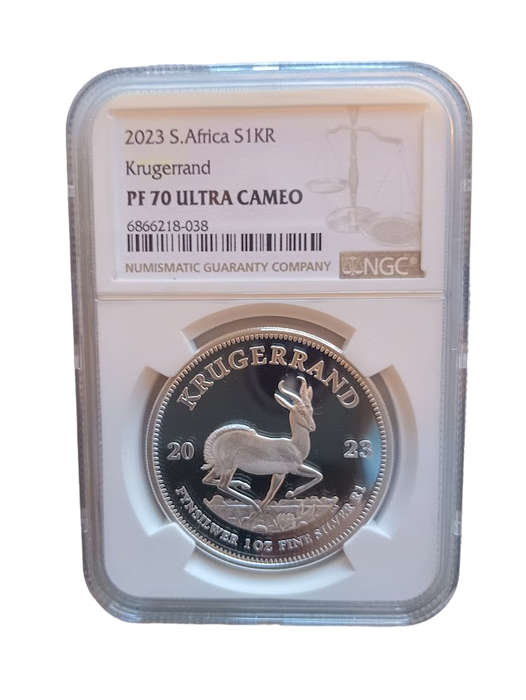 South Africa: Krugerrand Silver 1oz of 2023 Proof 70 NGC Graded Proof 70
