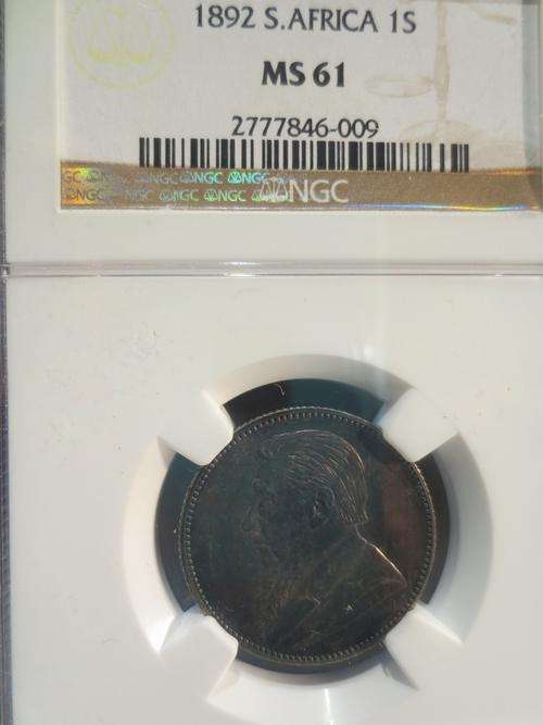 1892 ZAR 1 Shilling NGC Graded MS61 # PERFECT Mint State 61 # Herns Price UNC R18000 ### R1 Start
